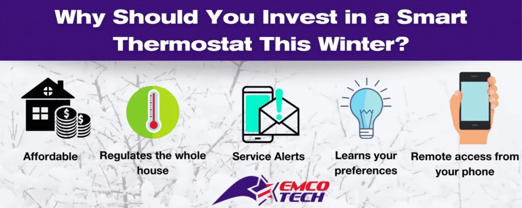 Why Should You Invest in a Smart Thermostat This Winter - Affordable Regulates the whole house, Service Alerts, Learns your preferences, remote access from your smartphone
